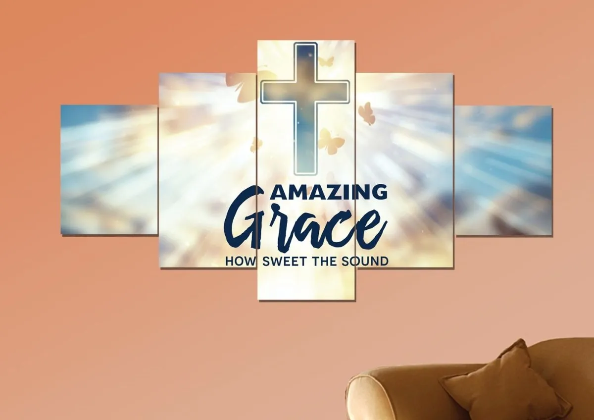 Butterflies Amazing Grace Wall Art & Decor - Christian Canvas Wall Art