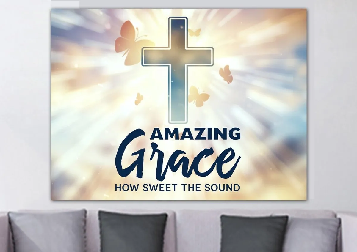 Butterflies Amazing Grace Wall Art & Decor - Christian Canvas Wall Art