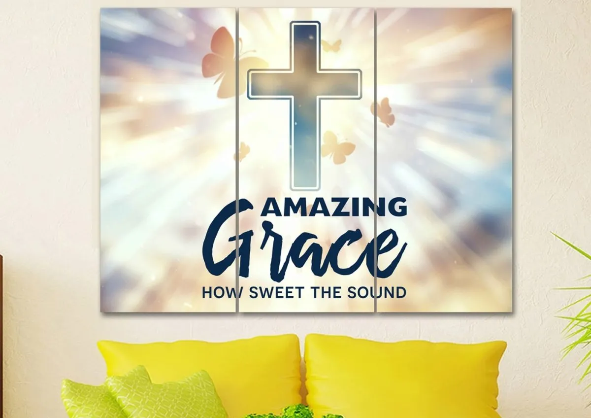 Butterflies Amazing Grace Wall Art & Decor - Christian Canvas Wall Art