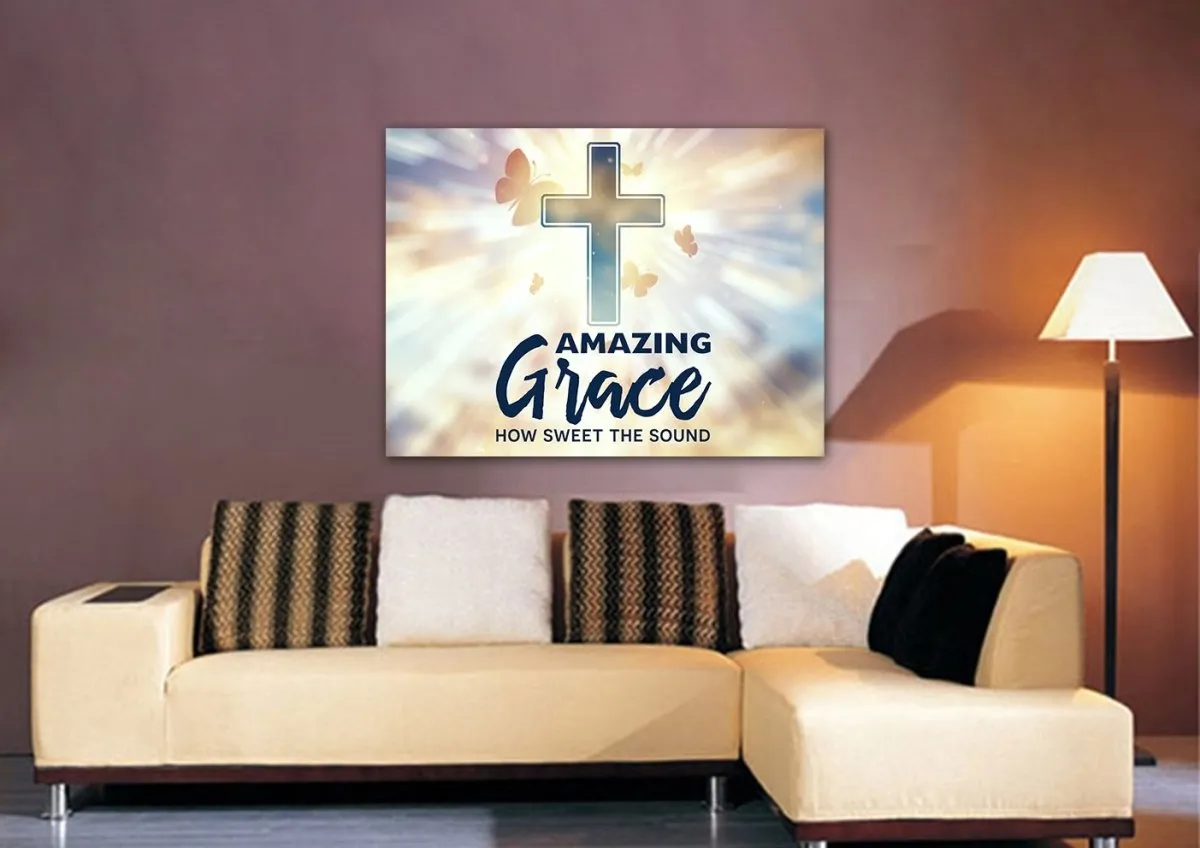 Butterflies Amazing Grace Wall Art & Decor - Christian Canvas Wall Art