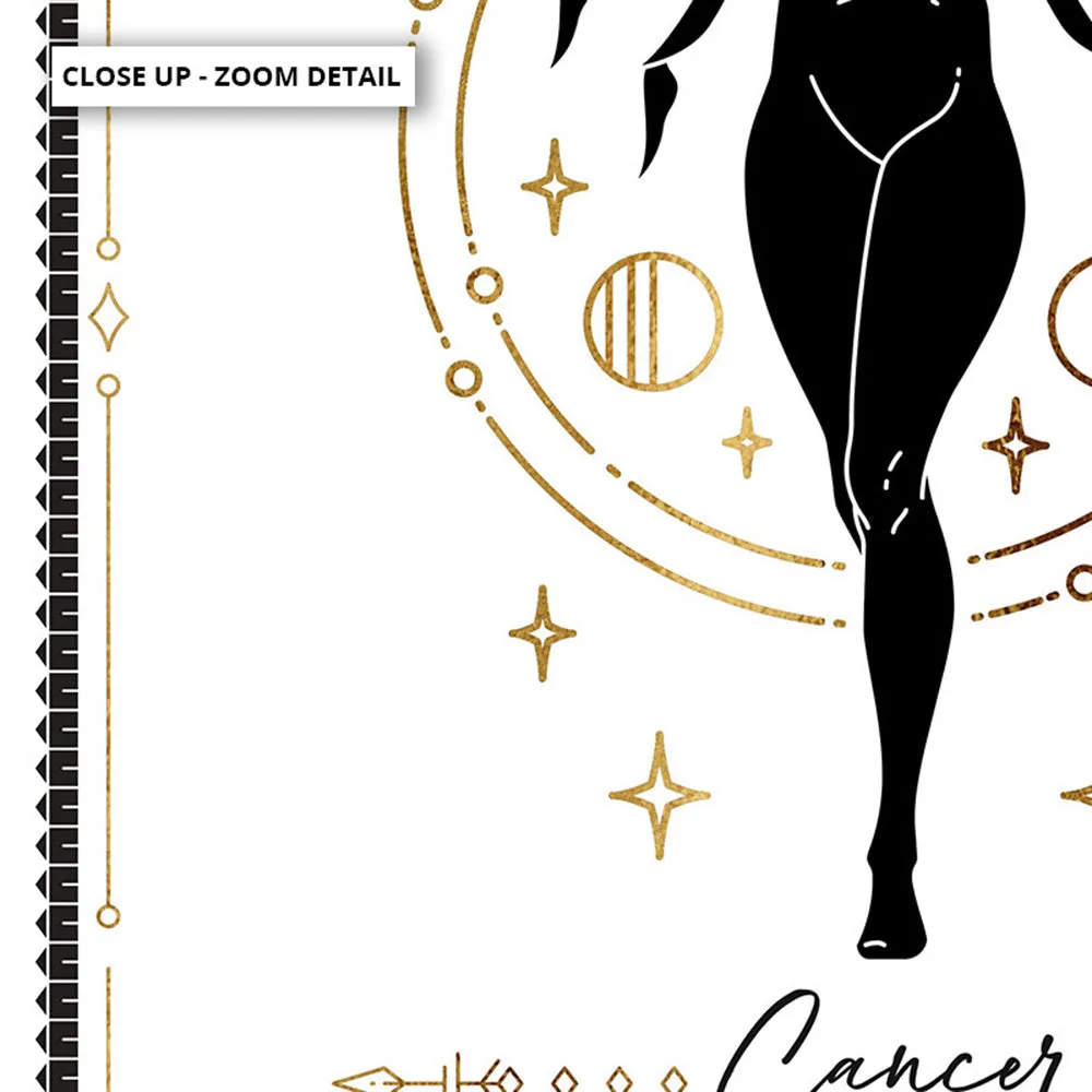 Cancer Star Sign | Tarot Card Style (faux look foil) - Art Print