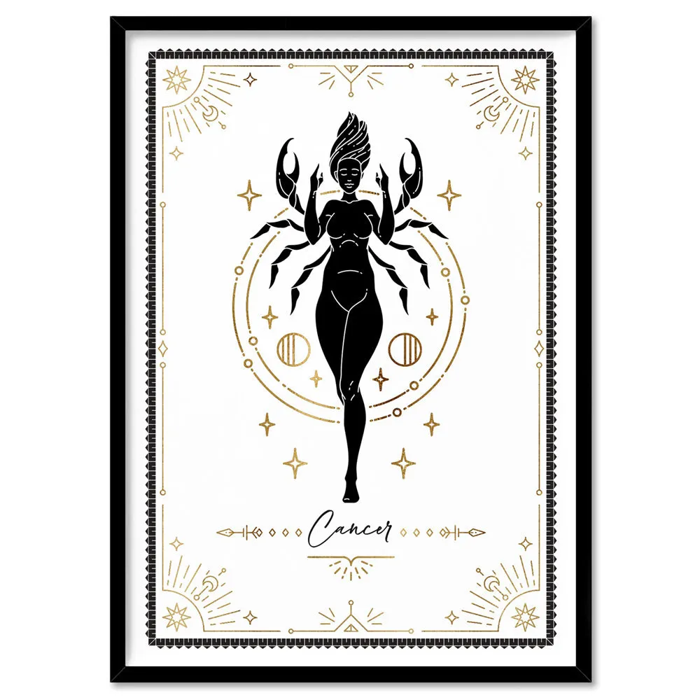 Cancer Star Sign | Tarot Card Style (faux look foil) - Art Print