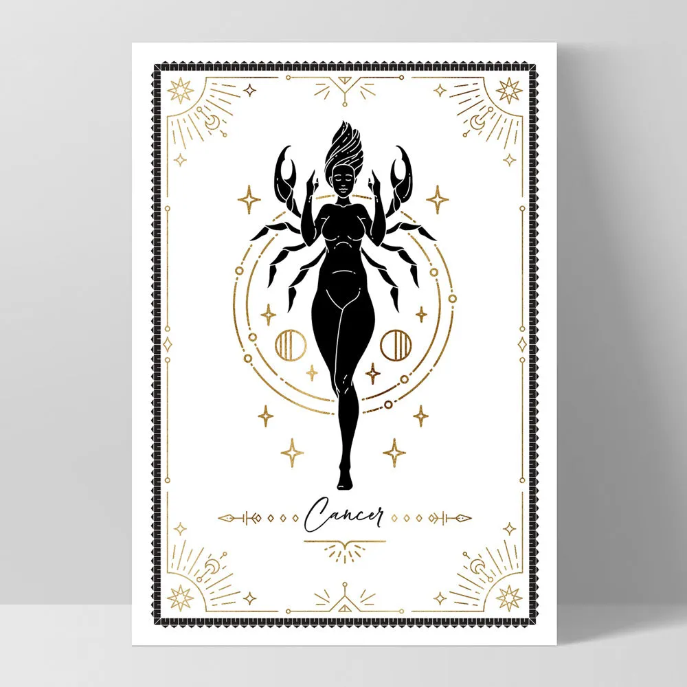 Cancer Star Sign | Tarot Card Style (faux look foil) - Art Print