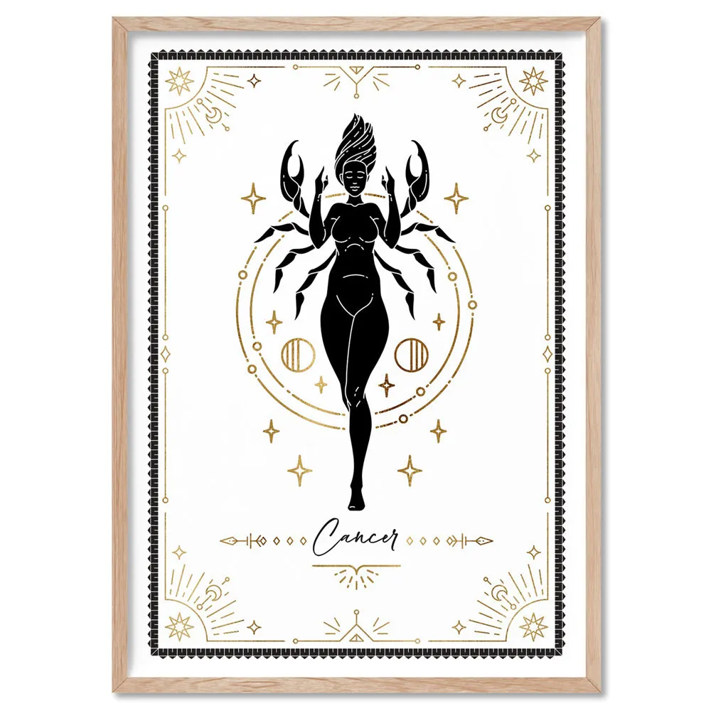 Cancer Star Sign | Tarot Card Style (faux look foil) - Art Print