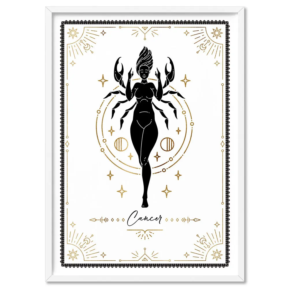 Cancer Star Sign | Tarot Card Style (faux look foil) - Art Print