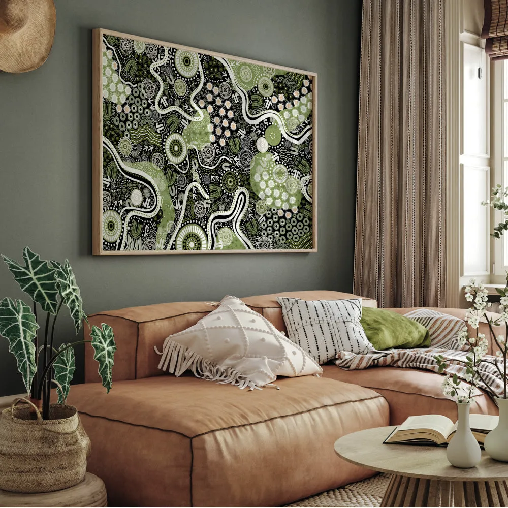 Canobie Dry Season Sage Green in Landscape - Art Print by Leah Cummins