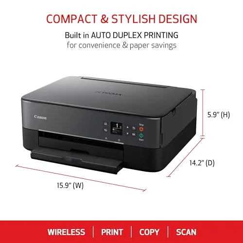 Canon PIXMA TS6420a All-in-One Wireless Inkjet Printer [Print,Copy,Scan], Black, Works with Alexa