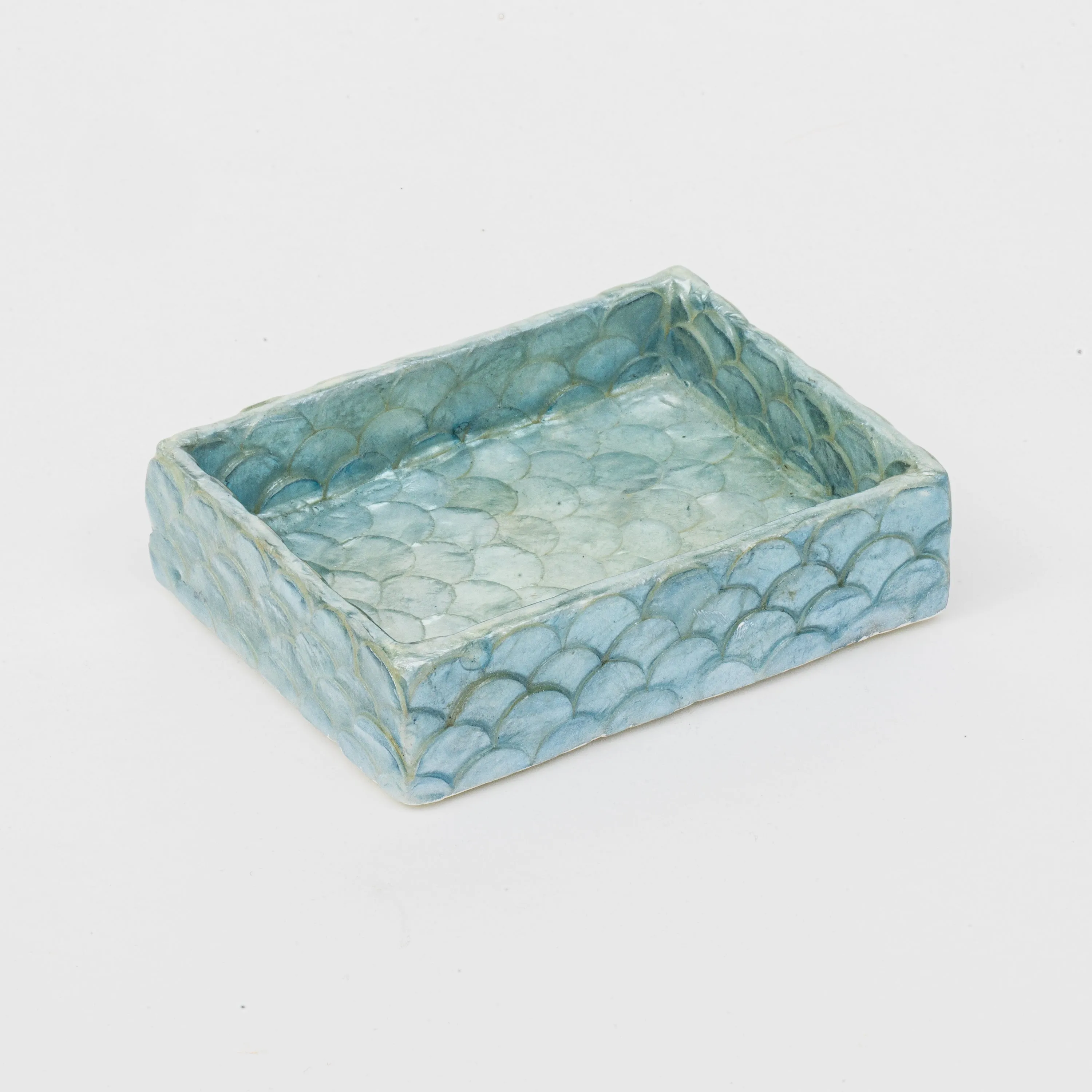 Capiz Trays, Aqua Blue , Set Of Two