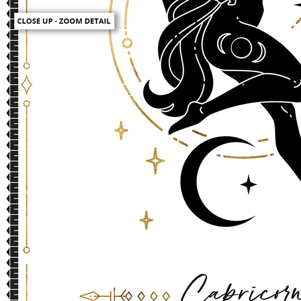 Capricorn Star Sign | Tarot Card Style (faux look foil) - Art Print