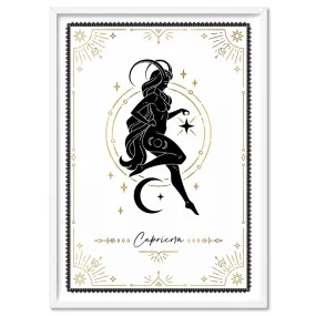 Capricorn Star Sign | Tarot Card Style (faux look foil) - Art Print
