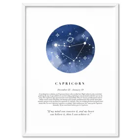 Capricorn Star Sign | Watercolour Circle - Art Print