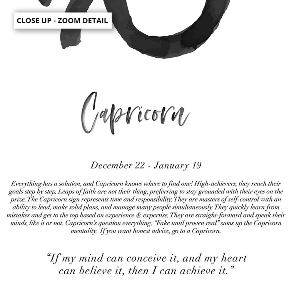 Capricorn Star Sign | Watercolour Symbol - Art Print