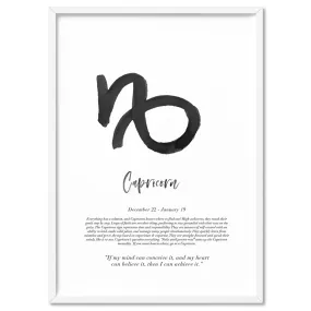 Capricorn Star Sign | Watercolour Symbol - Art Print