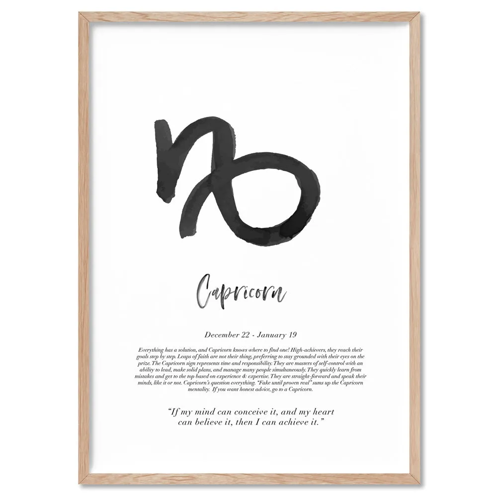Capricorn Star Sign | Watercolour Symbol - Art Print