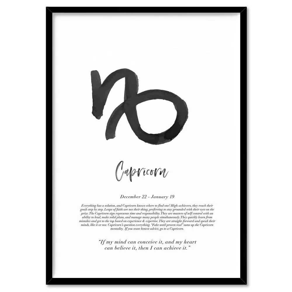 Capricorn Star Sign | Watercolour Symbol - Art Print