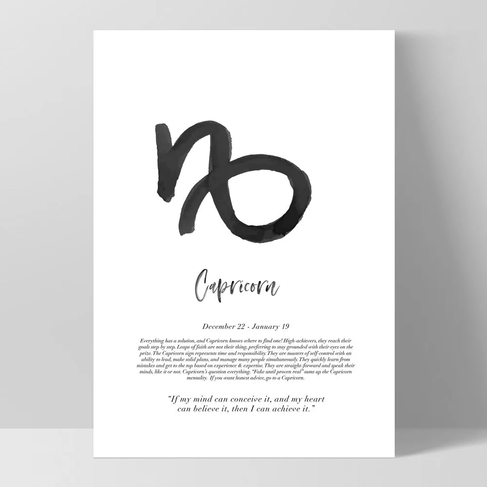 Capricorn Star Sign | Watercolour Symbol - Art Print