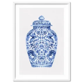 Chinoiserie Ginger Jar on Linen I - Art Print