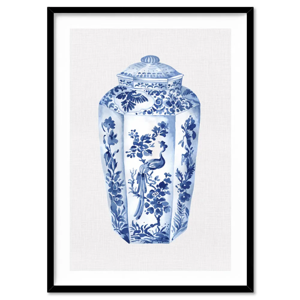 Chinoiserie Ginger Jar on Linen II - Art Print