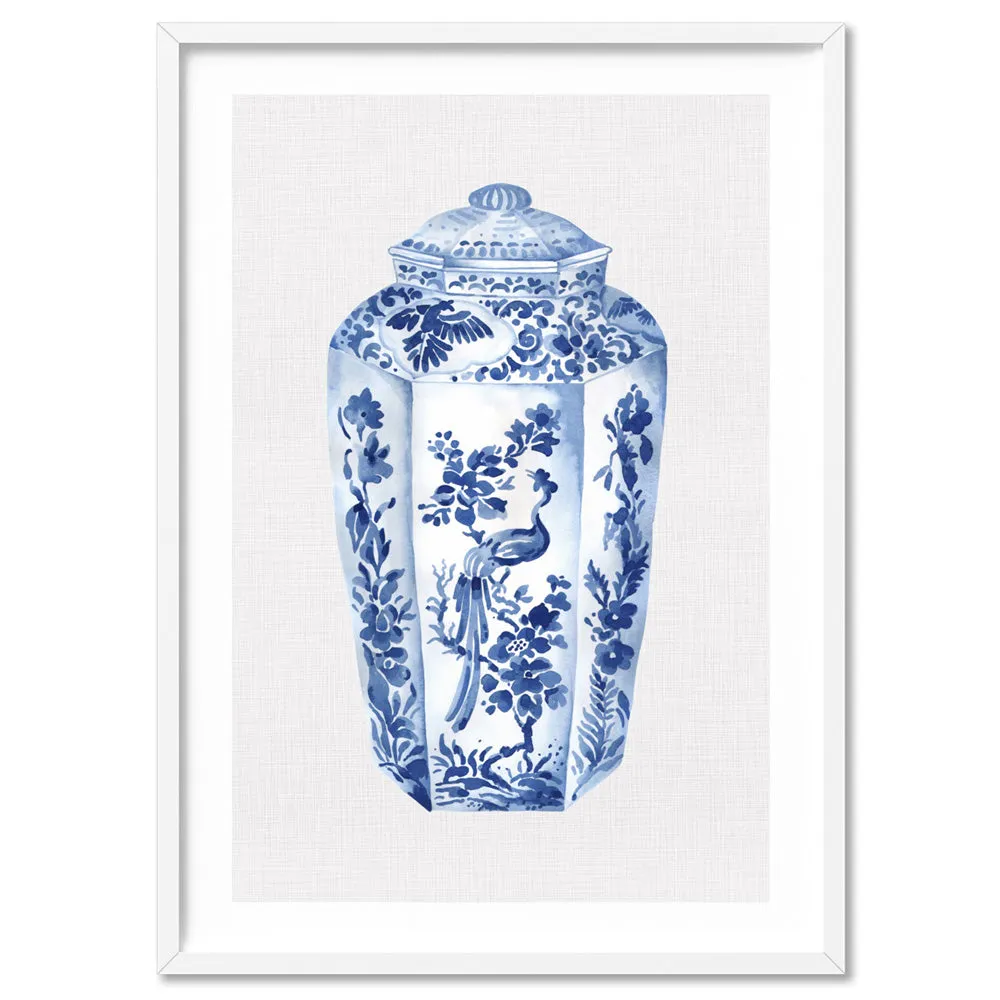 Chinoiserie Ginger Jar on Linen II - Art Print