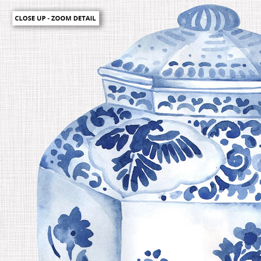 Chinoiserie Ginger Jar on Linen II - Art Print