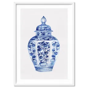 Chinoiserie Ginger Jar on Linen III - Art Print