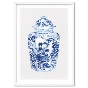 Chinoiserie Ginger Jar on Linen VI - Art Print