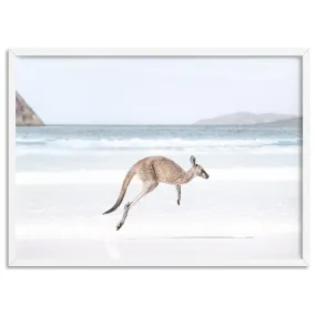 Coastal Beach Kangaroo I - Art Print