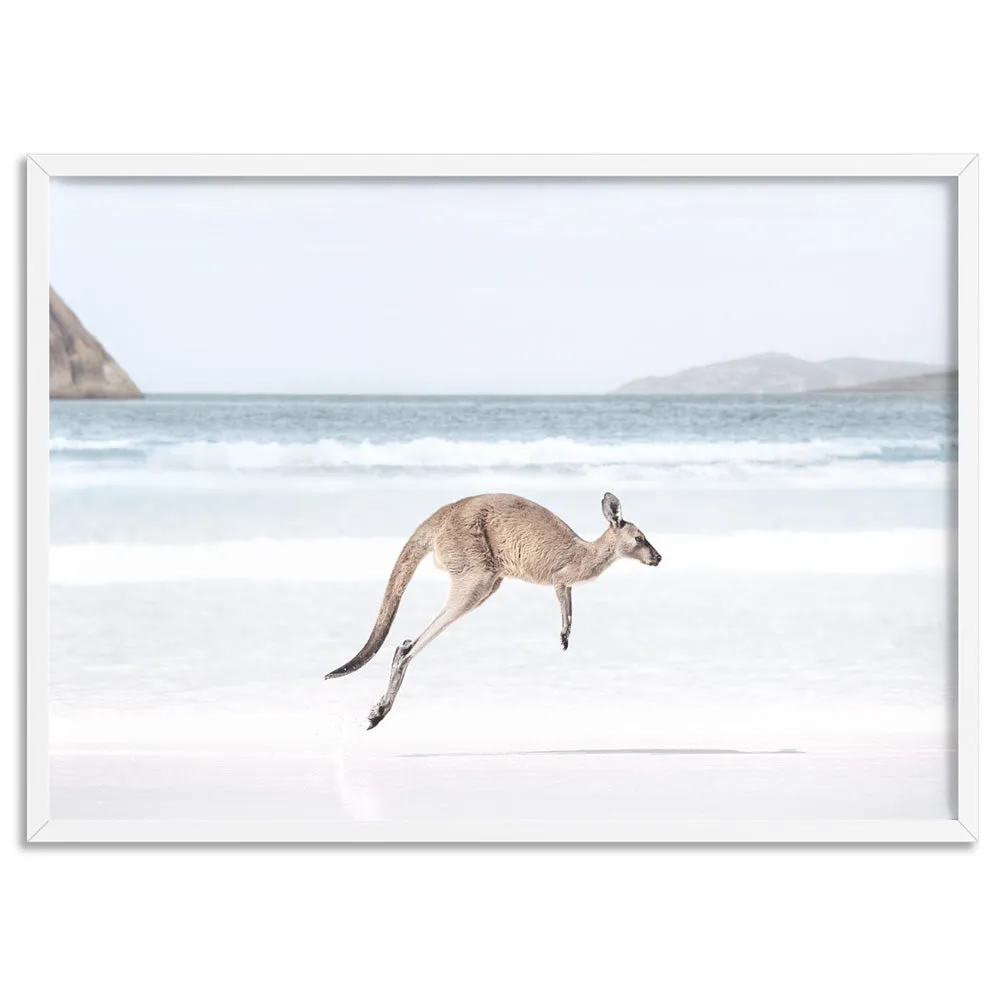 Coastal Beach Kangaroo I - Art Print