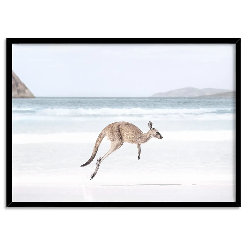 Coastal Beach Kangaroo I - Art Print