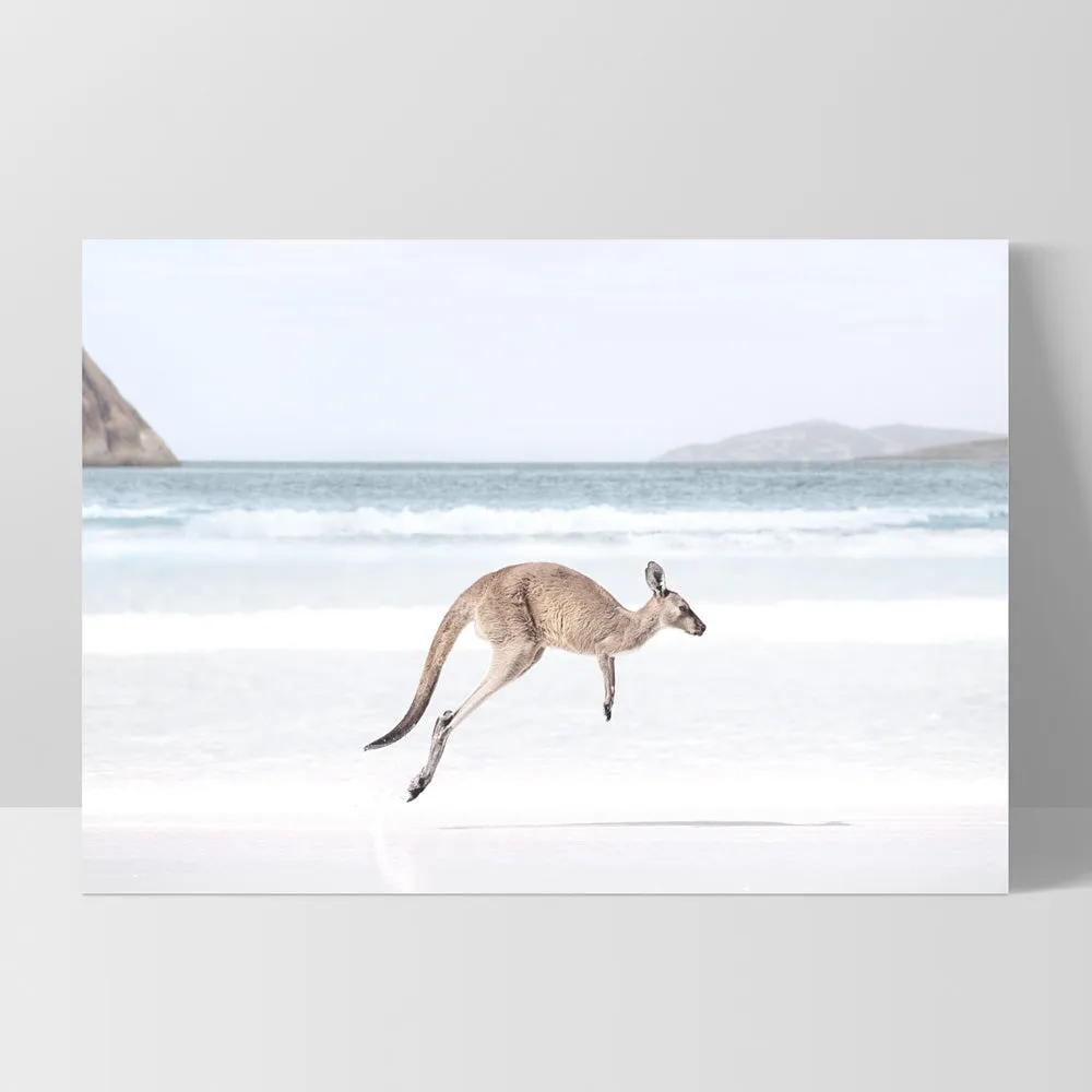 Coastal Beach Kangaroo I - Art Print