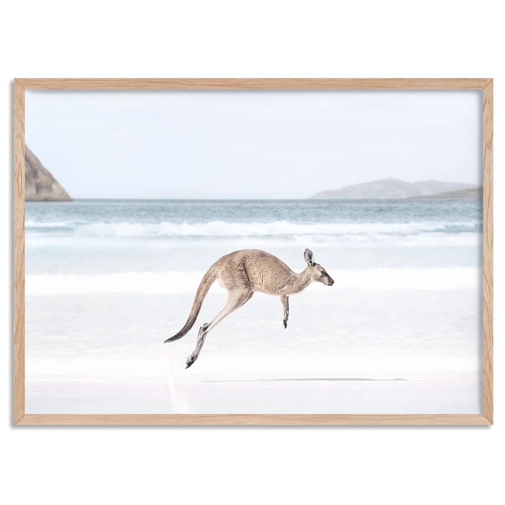 Coastal Beach Kangaroo I - Art Print