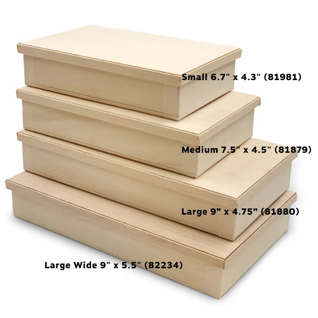 Coco Wooden Rectangular Takeout Bento Box Large Wide 9" x 5.5" (25/pack) - W/ Lid