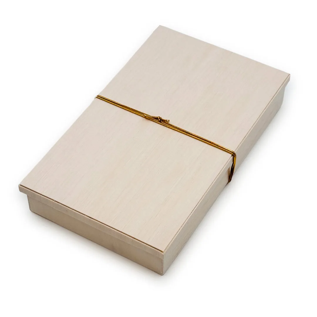 Coco Wooden Rectangular Takeout Bento Box Large Wide 9" x 5.5" (25/pack) - W/ Lid