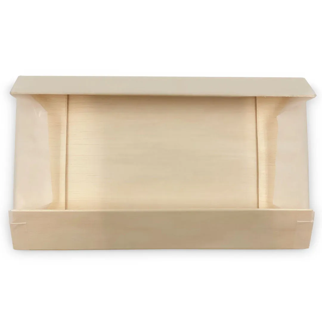 Coco Wooden Rectangular Takeout Bento Box Large Wide 9" x 5.5" (25/pack) - W/ Lid