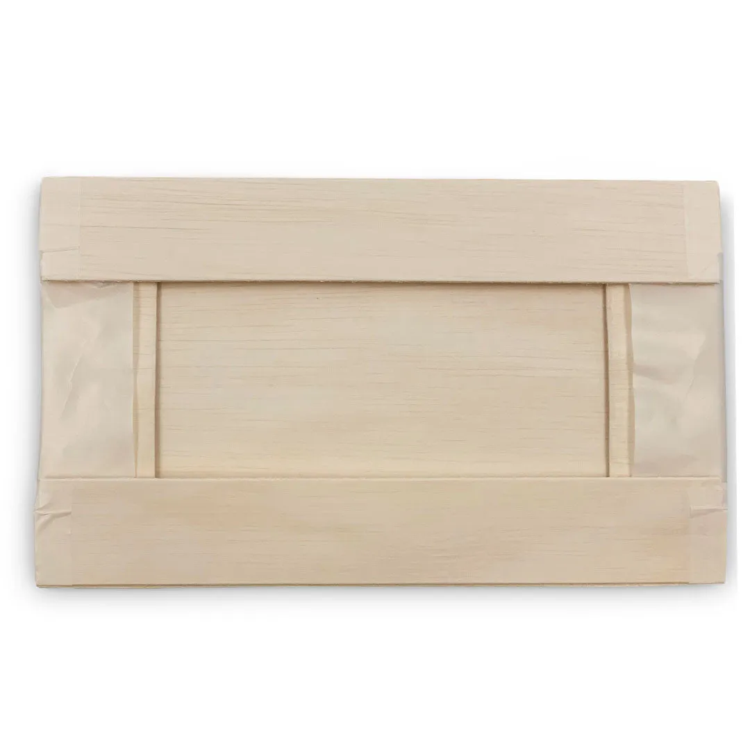 Coco Wooden Rectangular Takeout Bento Box Large Wide 9" x 5.5" (25/pack) - W/ Lid