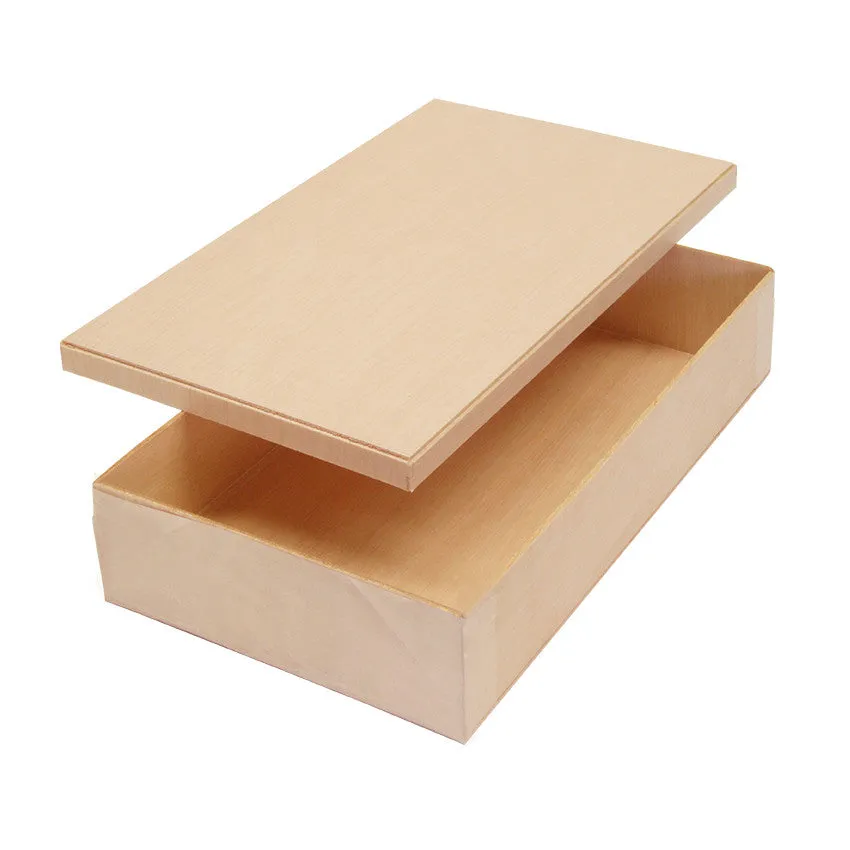 Coco Wooden Rectangular Takeout Bento Box Medium 7.5" x 4.5" (25/pack) - W/ Lid
