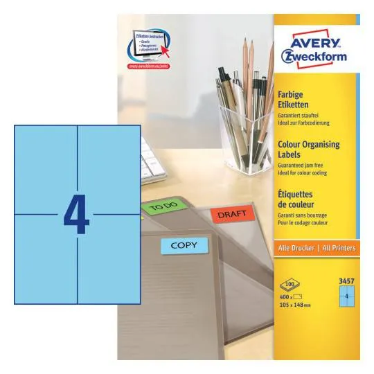 Coloured labels 105 x 148 mm Blue