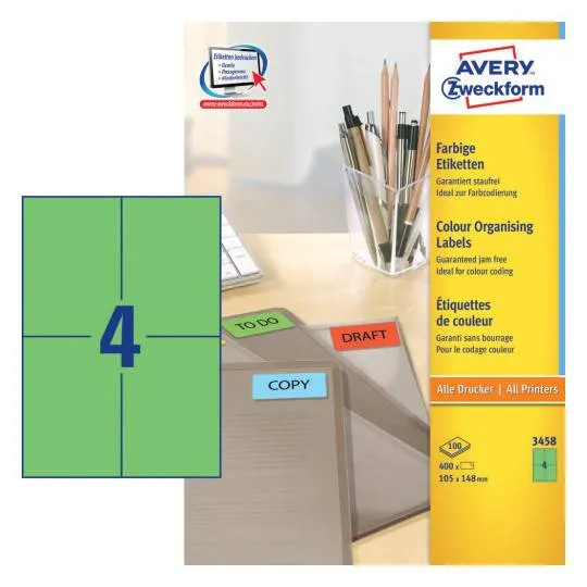 Coloured labels 105 x 148 mm Green