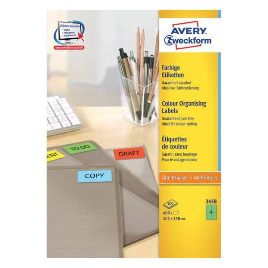 Coloured labels 105 x 148 mm Green