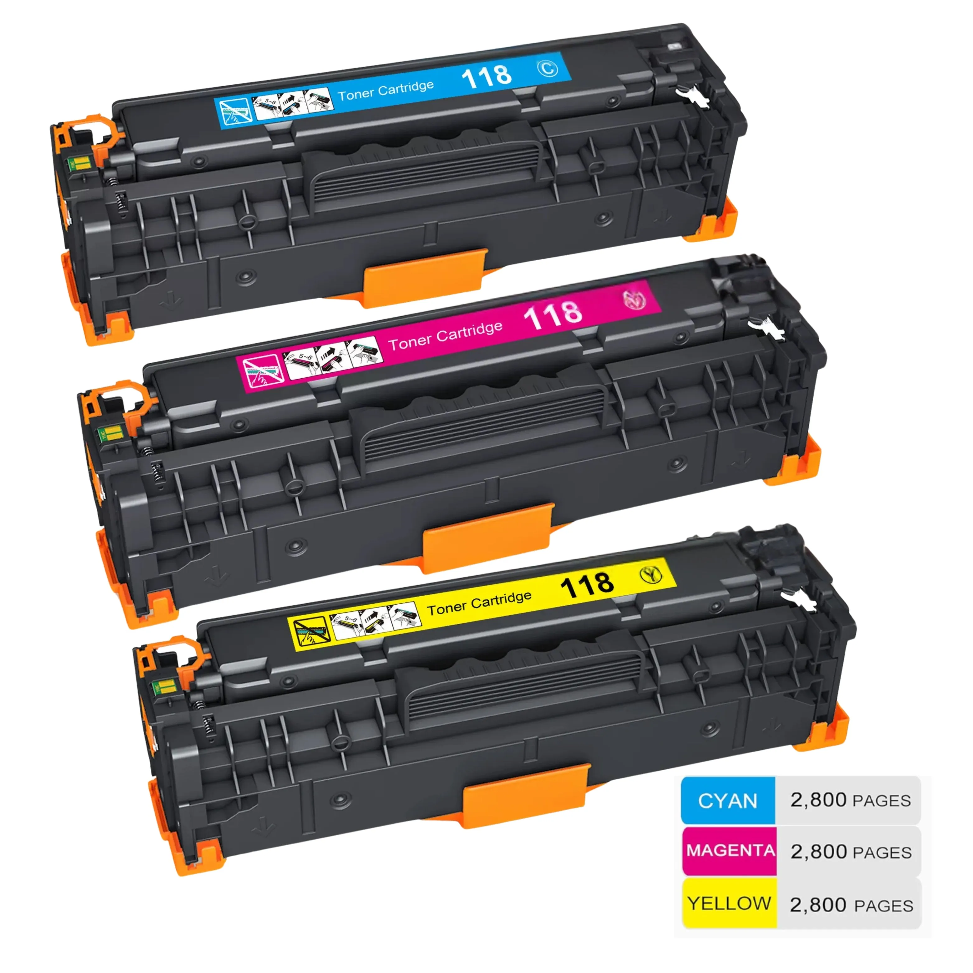 Compatible Canon 118 CRG118 3 Pack (Cyan Magenta Yellow) Toner For imageCLASS Series