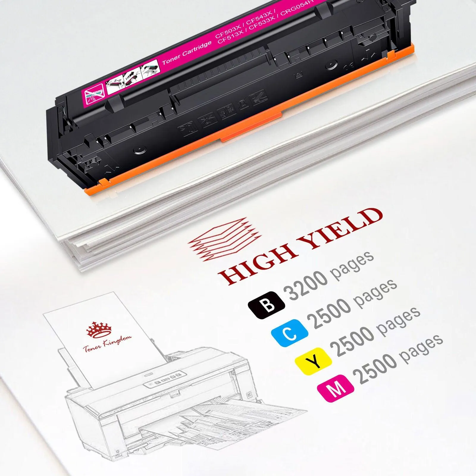 Compatible HP 202X Toner Cartridges Set Of 4 Colors (CF500X-503X) HP Toner Color LaserJet Pro M281fdw M281cdw M254dw