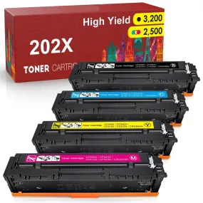 Compatible HP 202X Toner Cartridges Set Of 4 Colors (CF500X-503X) HP Toner Color LaserJet Pro M281fdw M281cdw M254dw