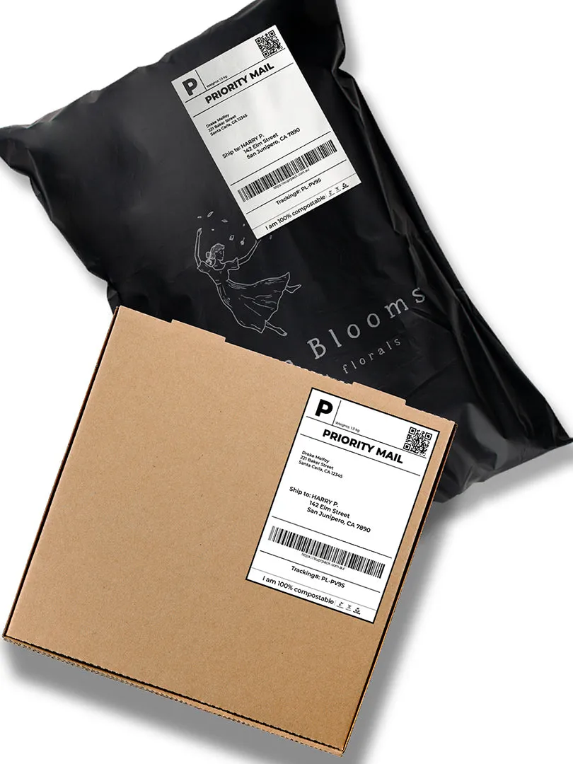 COMPOSTABLE SHIPPING LABELS For Sustainable Packaging- MOQ 1 ROLL
