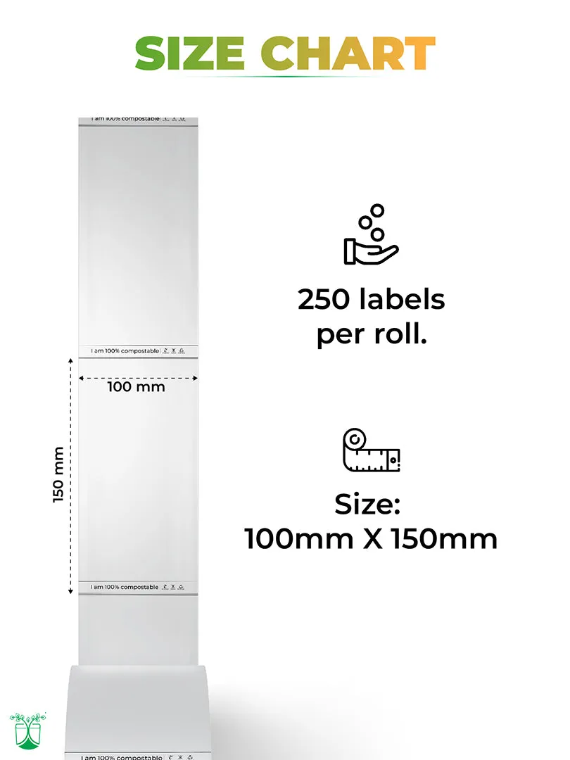 COMPOSTABLE SHIPPING LABELS For Sustainable Packaging- MOQ 1 ROLL