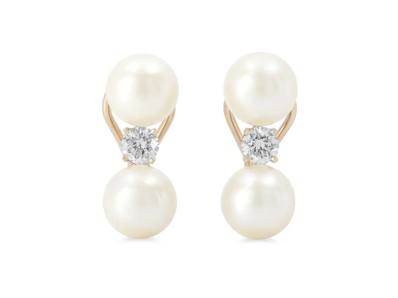 Cultured Pearl and Diamond Earrings in 14K White Gold