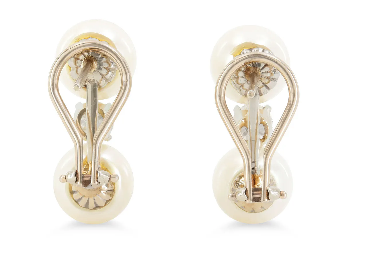 Cultured Pearl and Diamond Earrings in 14K White Gold