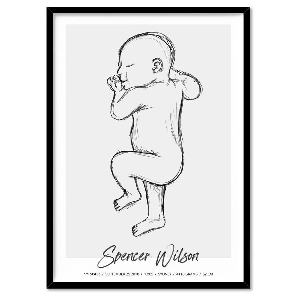 Custom Baby Birth Print - Sketched Style | 50x70cm (20x28" in USA)