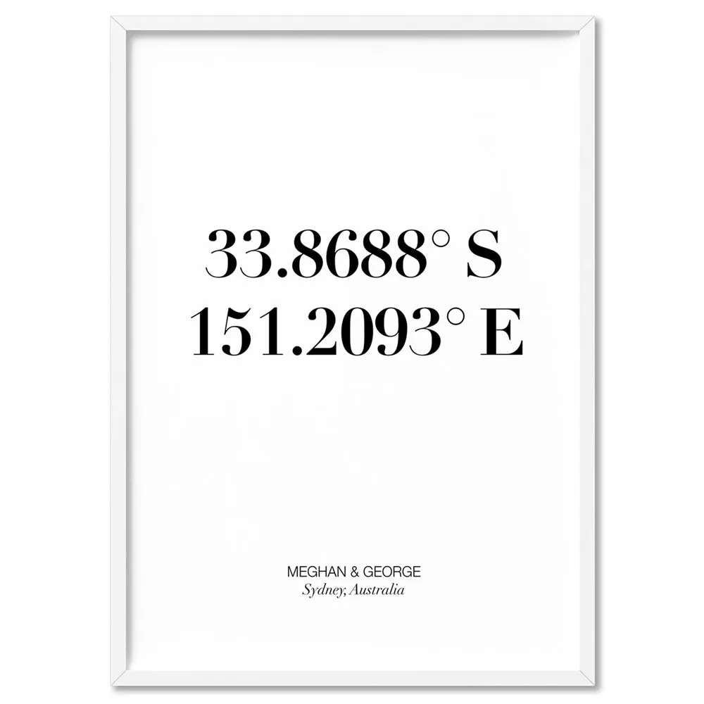 Custom Personalised GPS Coordinates - Art Print