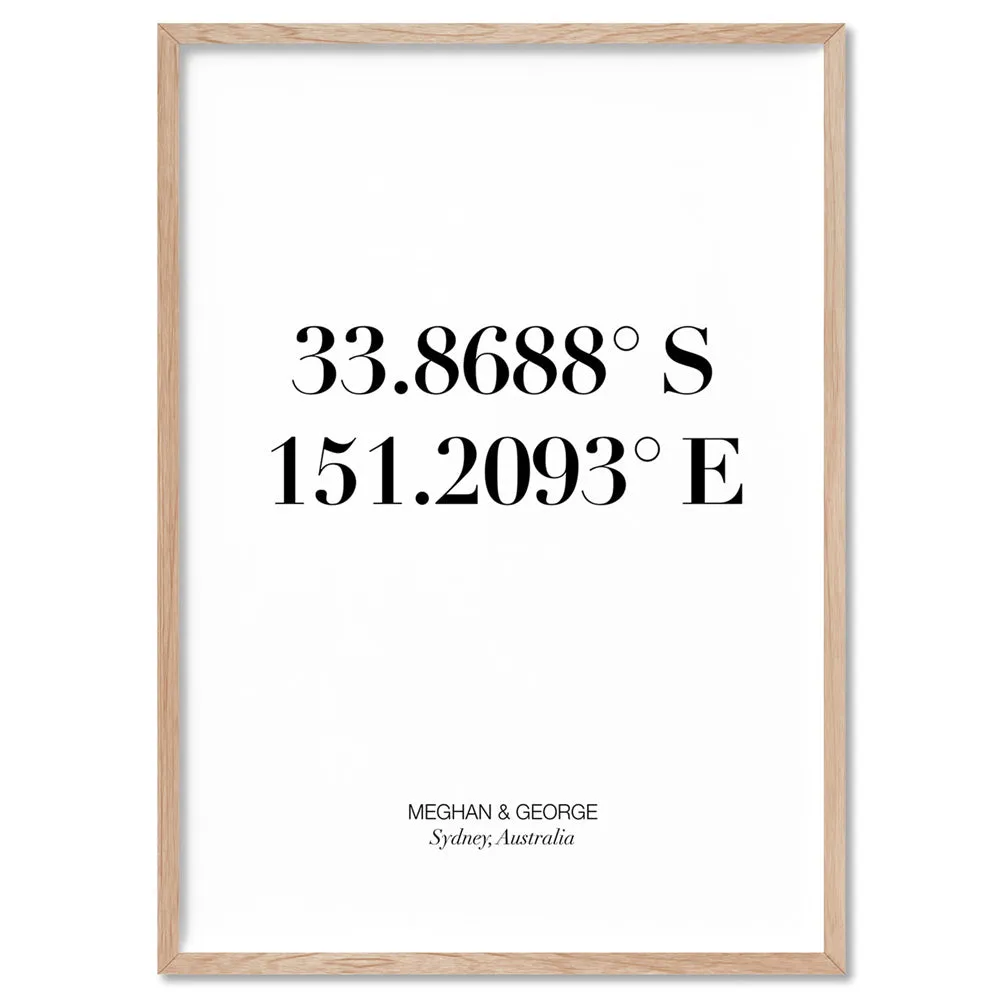 Custom Personalised GPS Coordinates - Art Print