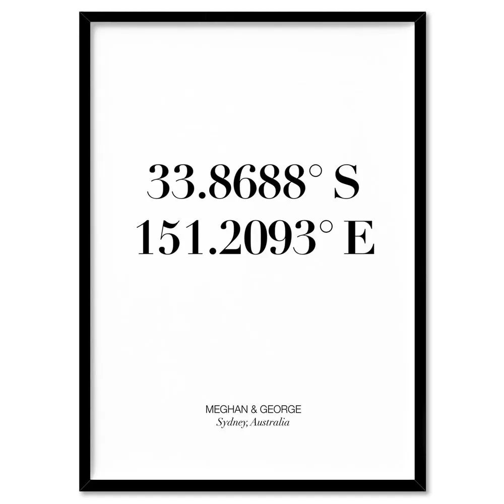 Custom Personalised GPS Coordinates - Art Print